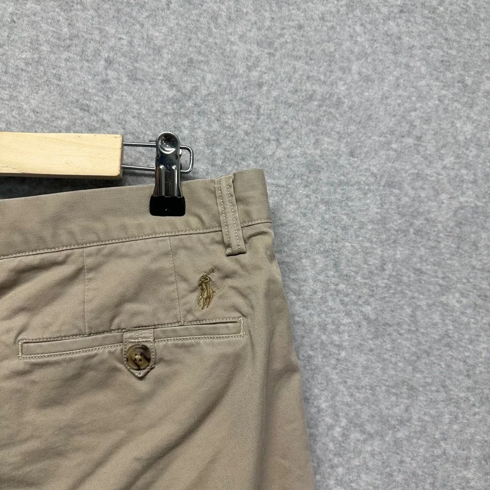 Polo Ralph Lauren‎ Mens Chino Shorts Sz 35 Khaki Stretch Classic Fit Golf Preppy